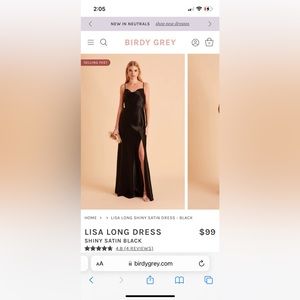 Birdy Grey Black satin bridesmaids dress
